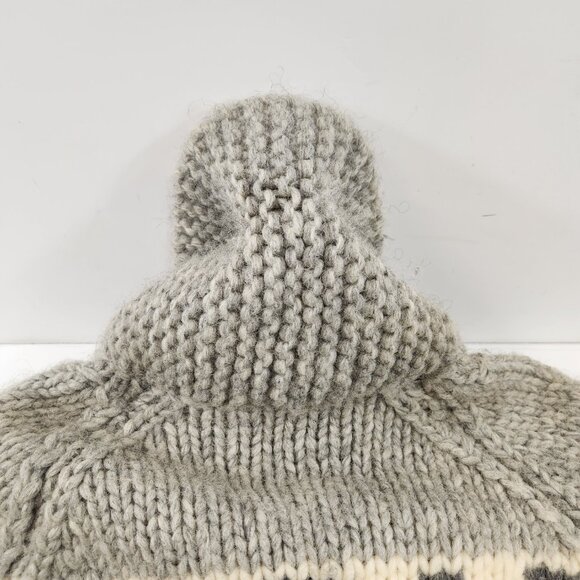 Canadian Hand Knit Cowl Neck Pullover Sweater Unisex Gray Warm Winter Handmade - Picture 13 of 15